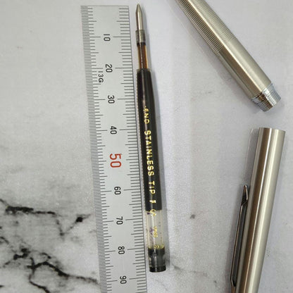 Pilot vintage 1970s push-button ballpoint pen with stainless steel body and straight metal clip