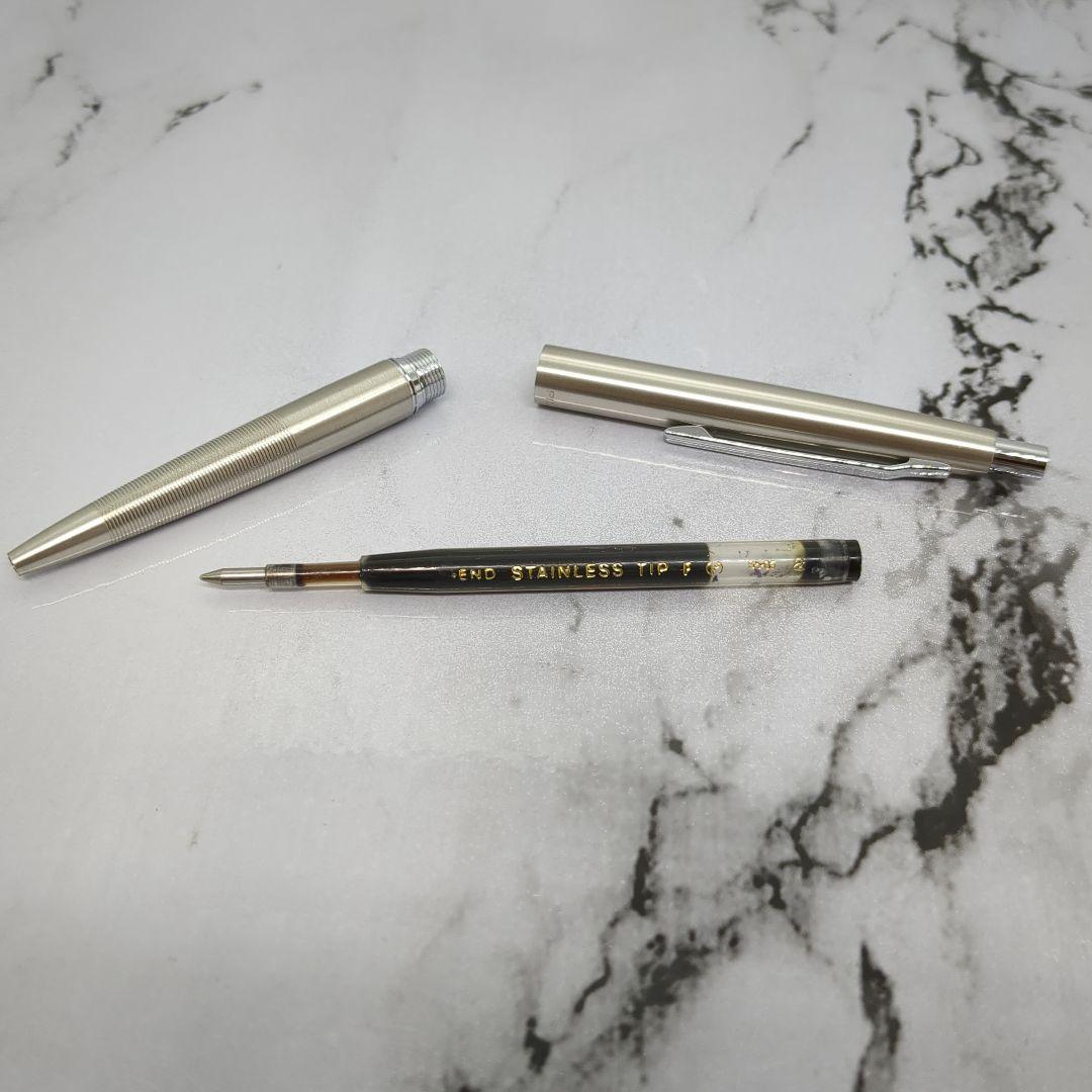 Pilot vintage 1970s push-button ballpoint pen with stainless steel body and straight metal clip