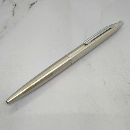 Pilot vintage 1970s push-button ballpoint pen with stainless steel body and straight metal clip