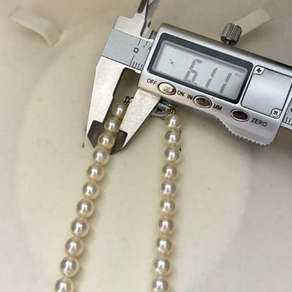 Tasaki Aoya white gold pearl necklace with 6.5mm pearls, 43 cm length
