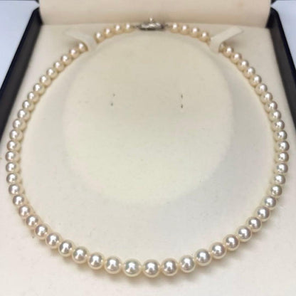 Tasaki Aoya white gold pearl necklace with 6.5mm pearls, 43 cm length