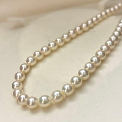 Tasaki Aoya white gold pearl necklace with 6.5mm pearls, 43 cm length