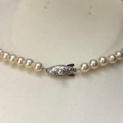 Tasaki Aoya white gold pearl necklace with 6.5mm pearls, 43 cm length