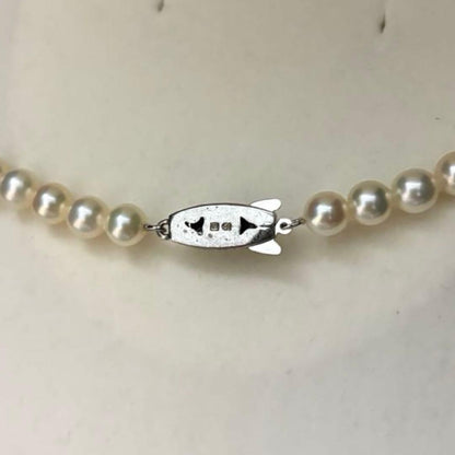 Tasaki Aoya white gold pearl necklace with 6.5mm pearls, 43 cm length