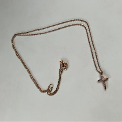 aga K10 PG Diamond Cross Necklace featuring a delicate diamond-studded cross pendant on a 40 cm chain