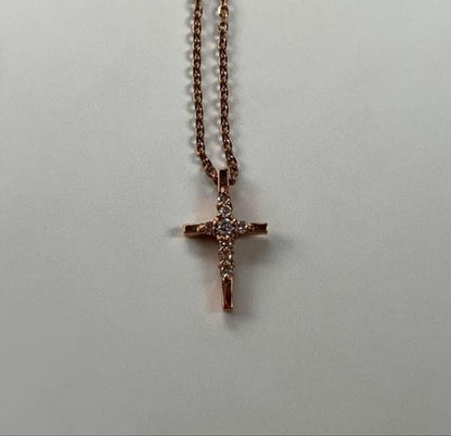 aga K10 PG Diamond Cross Necklace featuring a delicate diamond-studded cross pendant on a 40 cm chain