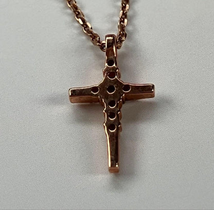 aga K10 PG Diamond Cross Necklace featuring a delicate diamond-studded cross pendant on a 40 cm chain