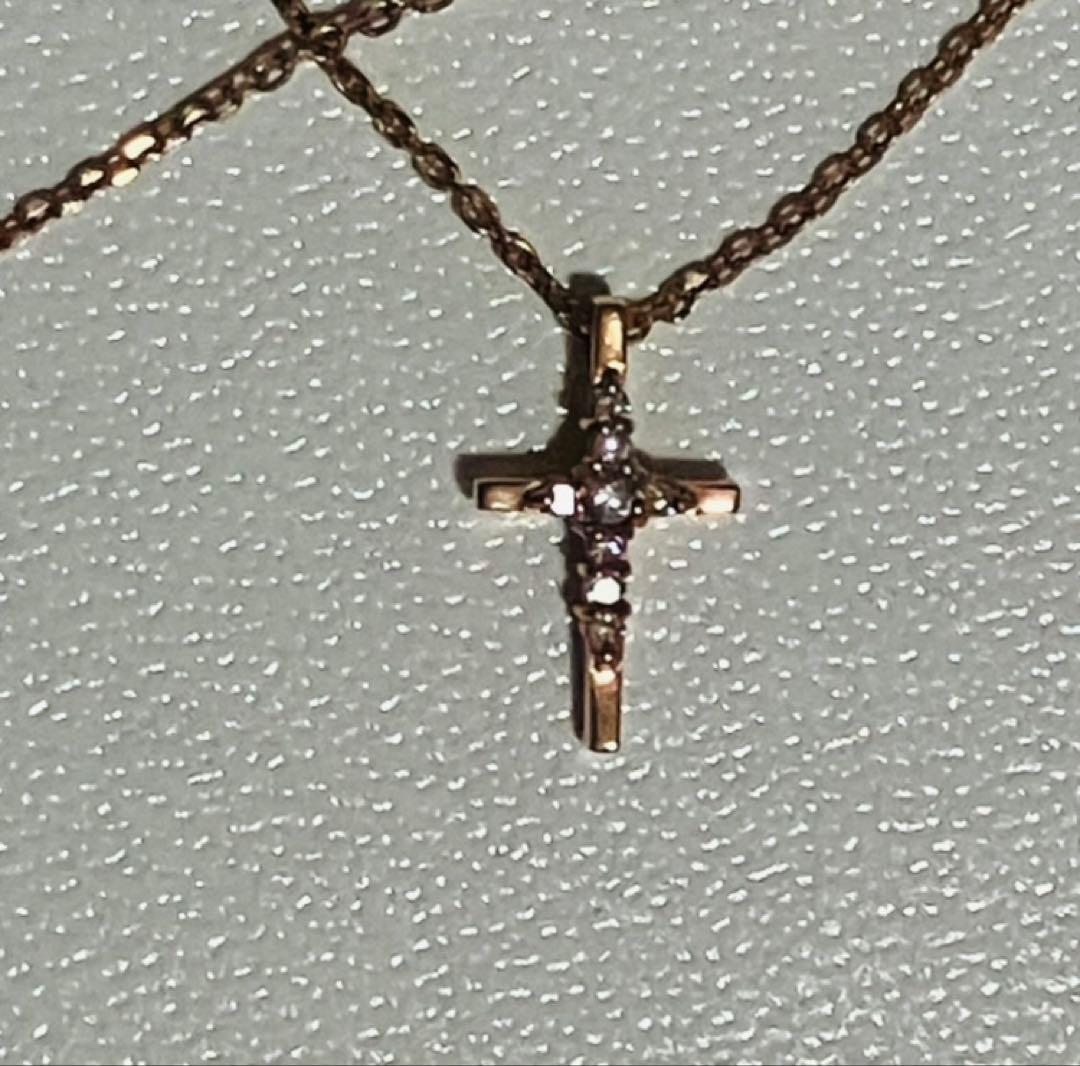 aga K10 PG Diamond Cross Necklace featuring a delicate diamond-studded cross pendant on a 40 cm chain