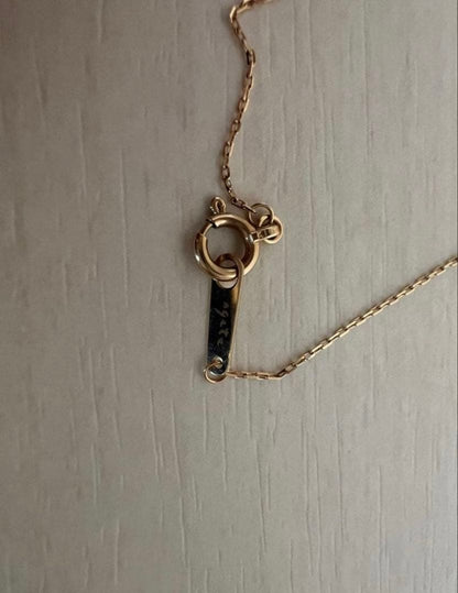 agete K10 gold necklace featuring a 0.01ct diamond pendant on delicate chain