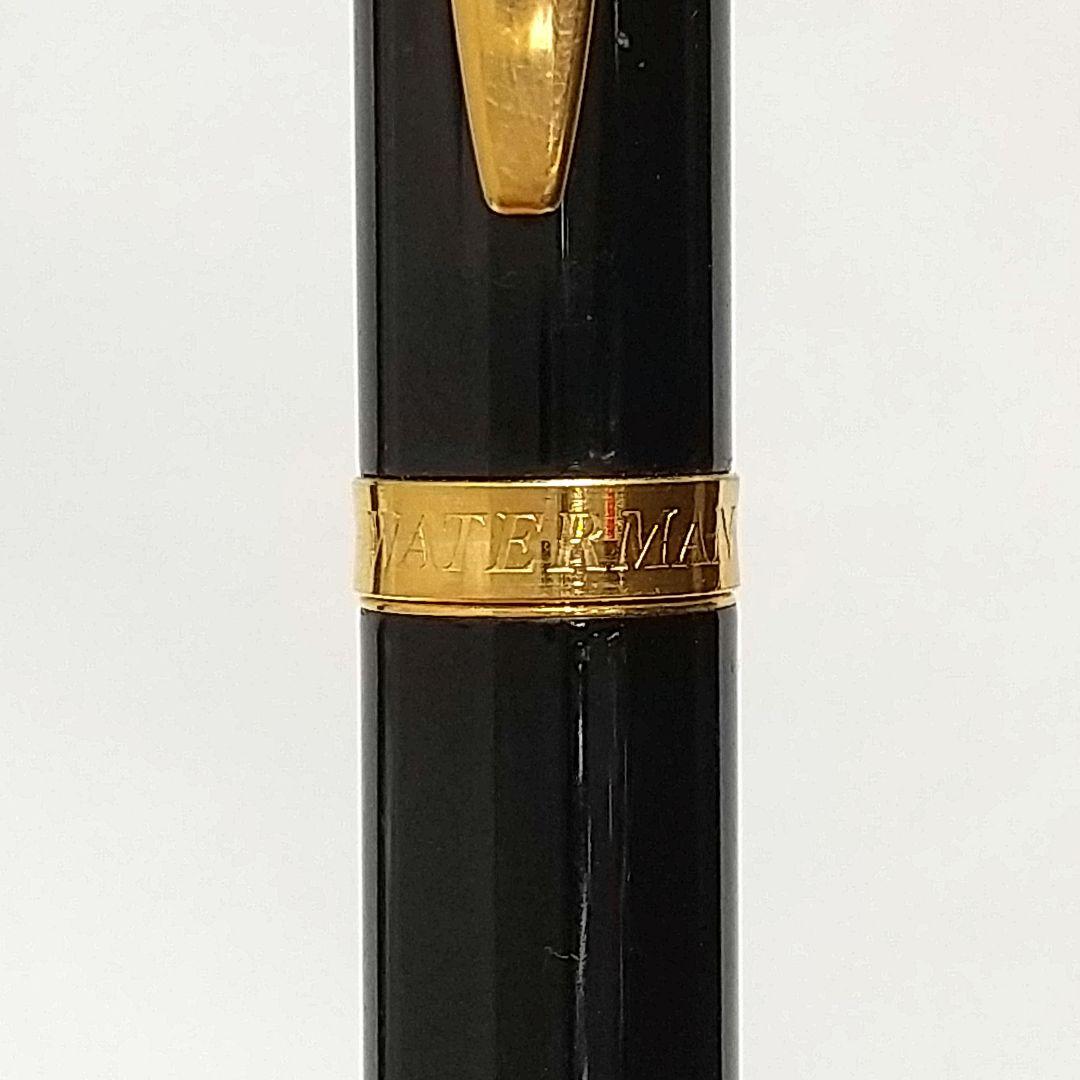 Waterman fountain pen with 18K 750 fine nib in black and gold finish with included box and instruction manual