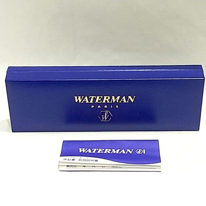 Waterman fountain pen with 18K 750 fine nib in black and gold finish with included box and instruction manual