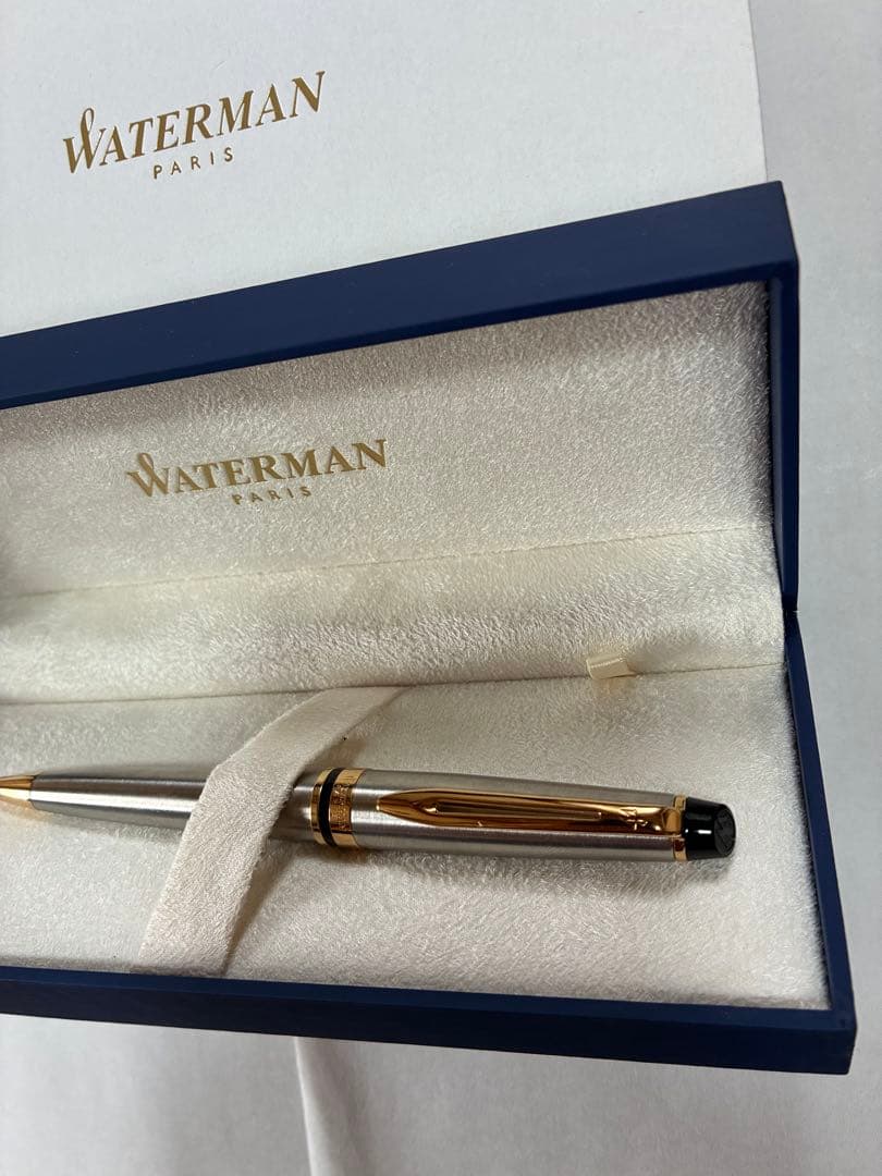 WATERMAN Metropolitan ballpoint pen with silver body and gold clip in original box