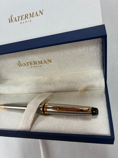 WATERMAN Metropolitan ballpoint pen with silver body and gold clip in original box