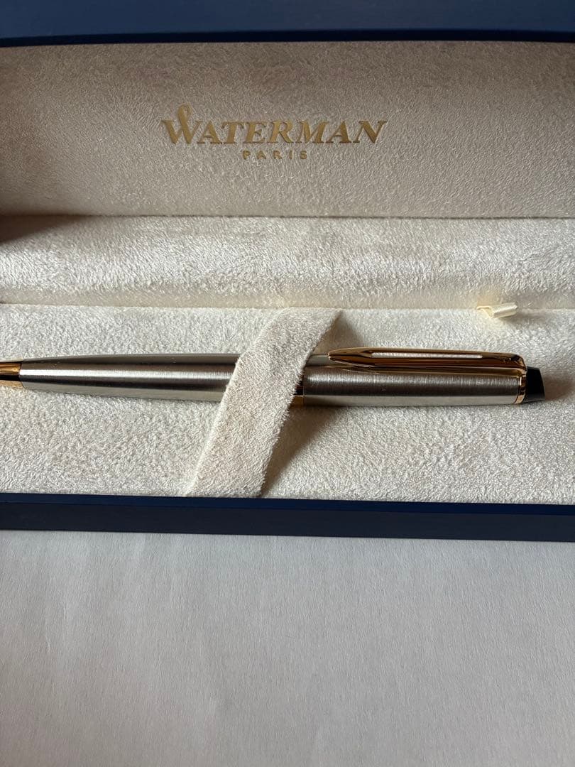 WATERMAN Metropolitan ballpoint pen with silver body and gold clip in original box