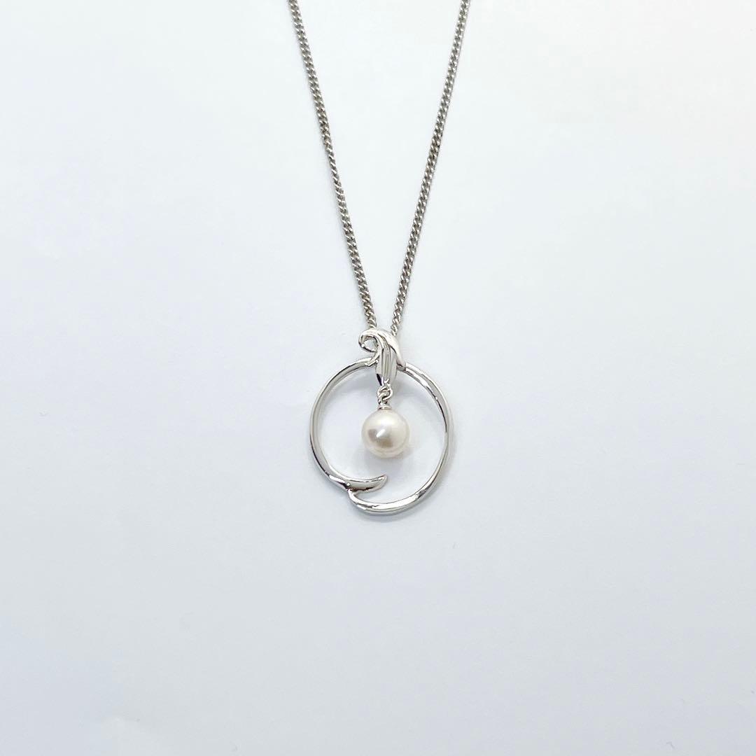 MIKIMOTO Akoya pearl necklace pendant top featuring 6.4mm white pearl set in silver
