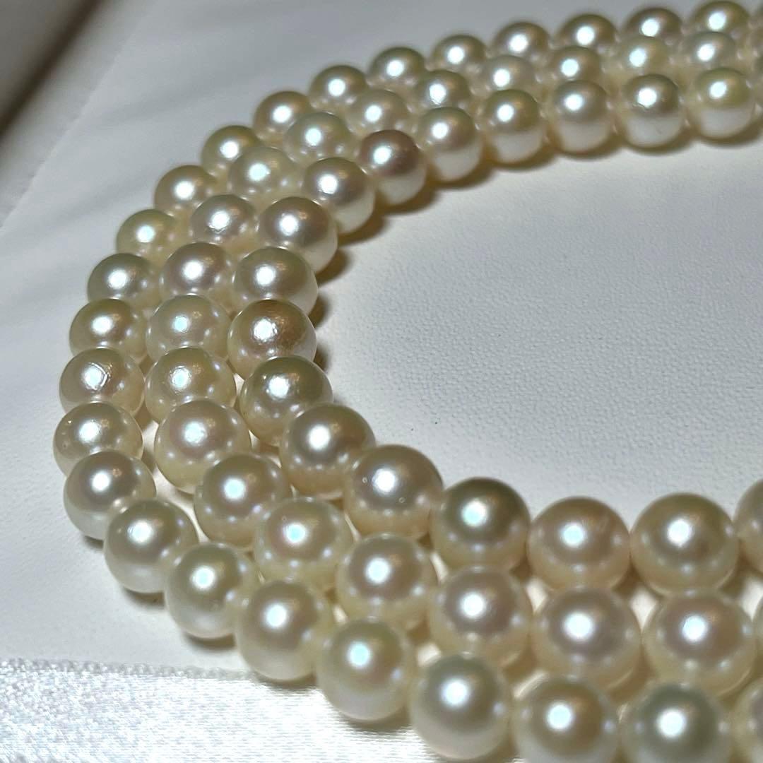 Akoya pearls ultra long necklace 84cm with 5.5-6.3mm round white pearls on silver chain