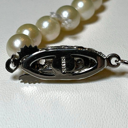 Akoya pearls ultra long necklace 84cm with 5.5-6.3mm round white pearls on silver chain