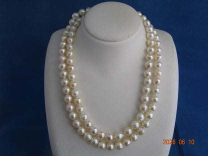 Akoya pearl necklace with 8-8.5 mm baroque pearls and silver clasp, 83 cm (32.7 in) long