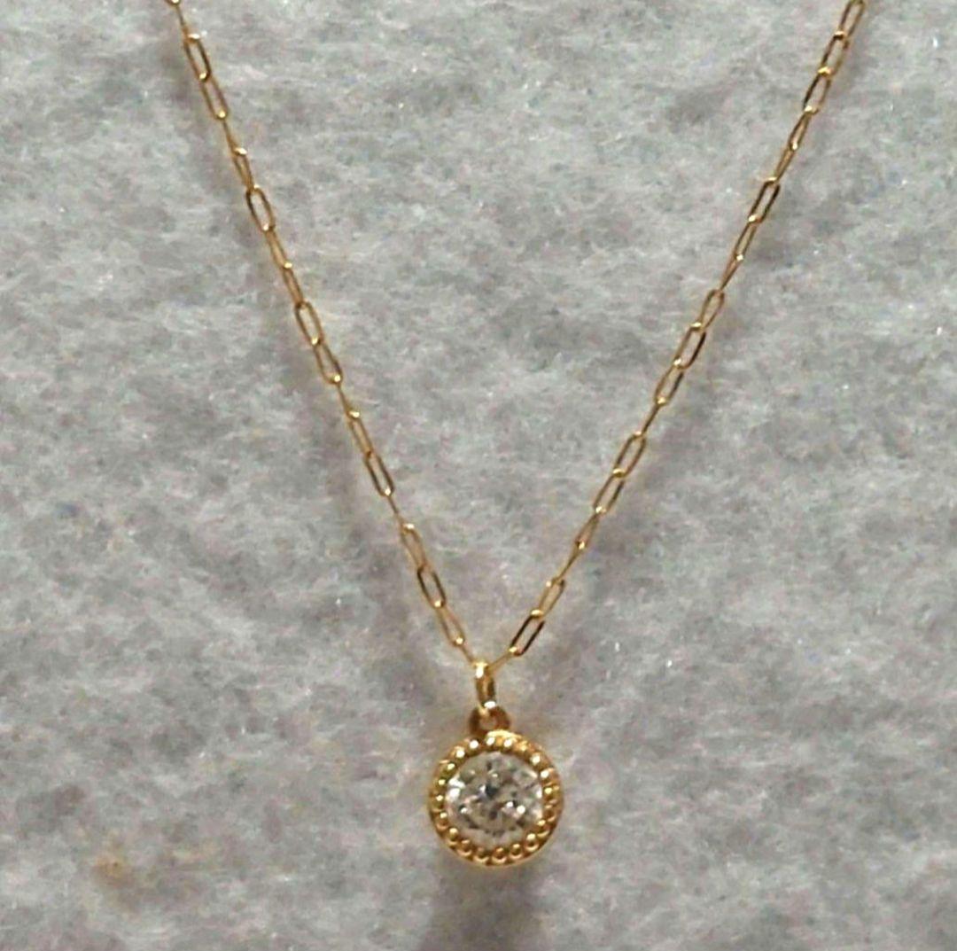 Agete necklace with a 0.15ct diamond pendant set in polished K18 gold chain