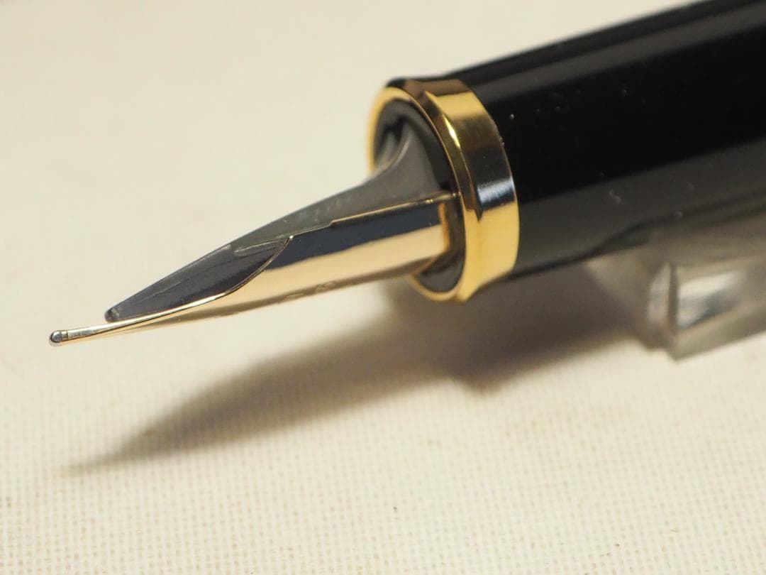 Pilot Fountain Pen Black Gold with 14K fine nib and included black case on white background