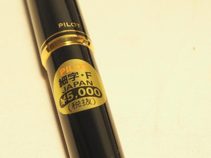 Pilot Fountain Pen Black Gold with 14K fine nib and included black case on white background