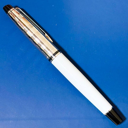 Waterman Expert DX White CT fountain pen with fine nib, storage case, converter, cartridges, and original box