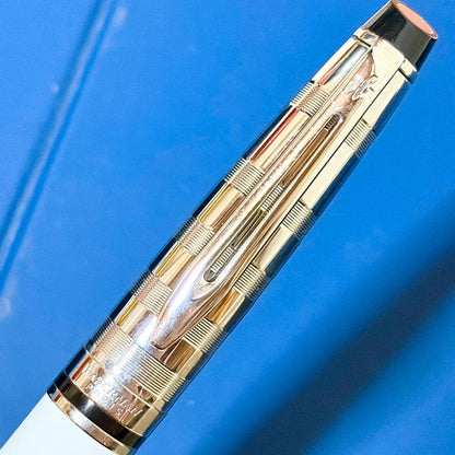 Waterman Expert DX White CT fountain pen with fine nib, storage case, converter, cartridges, and original box