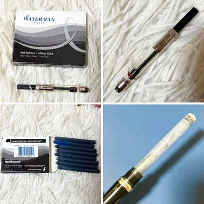 Waterman Expert DX White CT fountain pen with fine nib, storage case, converter, cartridges, and original box