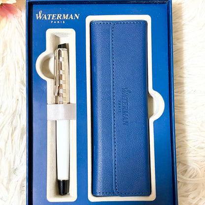 Waterman Expert DX White CT fountain pen with fine nib, storage case, converter, cartridges, and original box