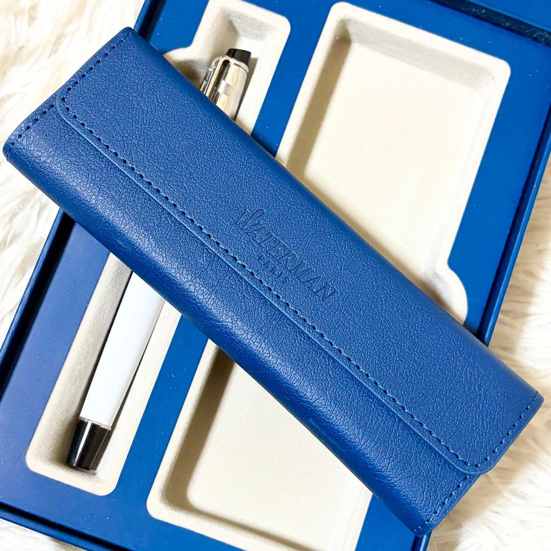 Waterman Expert DX White CT fountain pen with fine nib, storage case, converter, cartridges, and original box