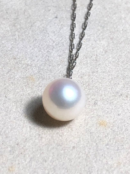 Honma Pearl Akoya single 8mm pearl necklace with silver color small bean chain 40cm length