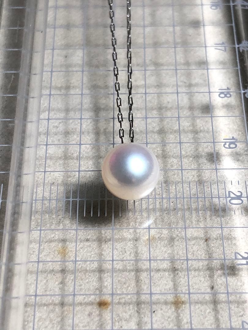 Honma Pearl Akoya single 8mm pearl necklace with silver color small bean chain 40cm length