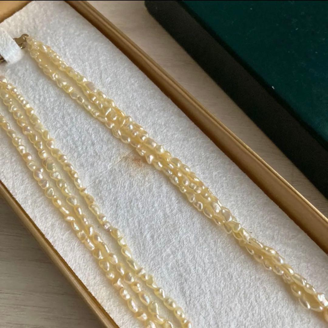 3-strand pearl necklace with Akoya and Keshijima pearls approximately 42 cm long