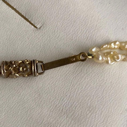 3-strand pearl necklace with Akoya and Keshijima pearls approximately 42 cm long
