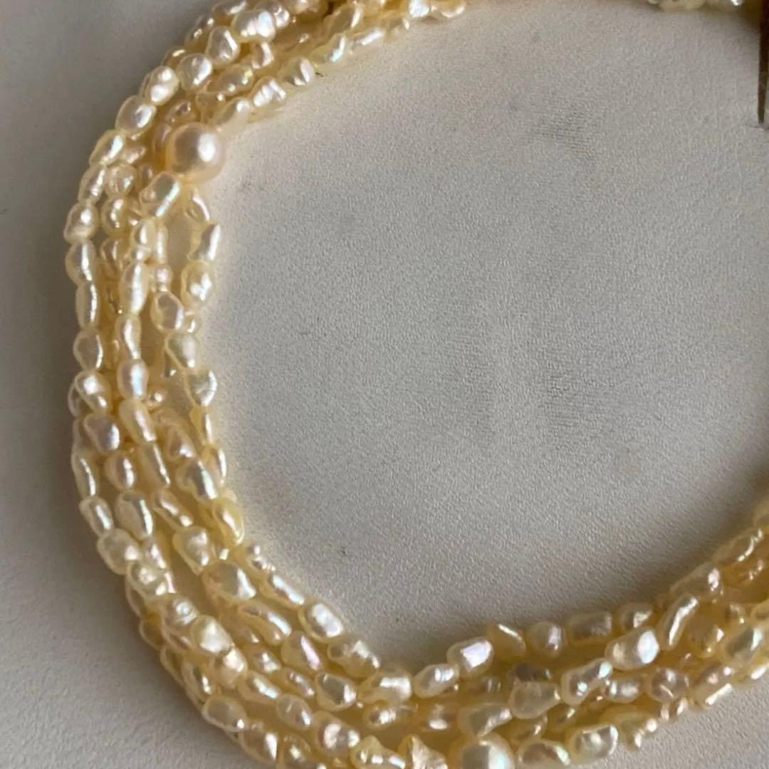 3-strand pearl necklace with Akoya and Keshijima pearls approximately 42 cm long