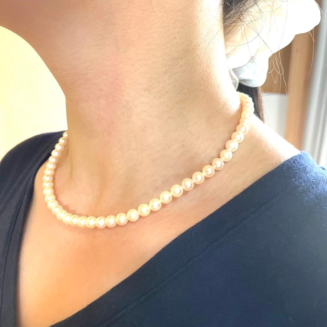 Natural white Akoya pearl necklace with 6 to 6.5mm pearls, approximately 42cm long