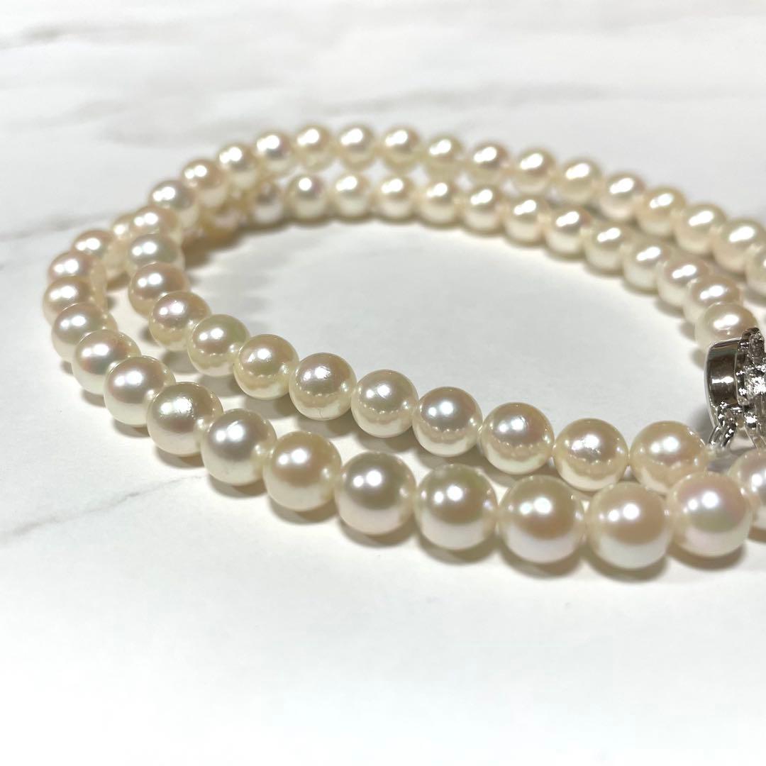 Natural white Akoya pearl necklace with 6 to 6.5mm pearls, approximately 42cm long