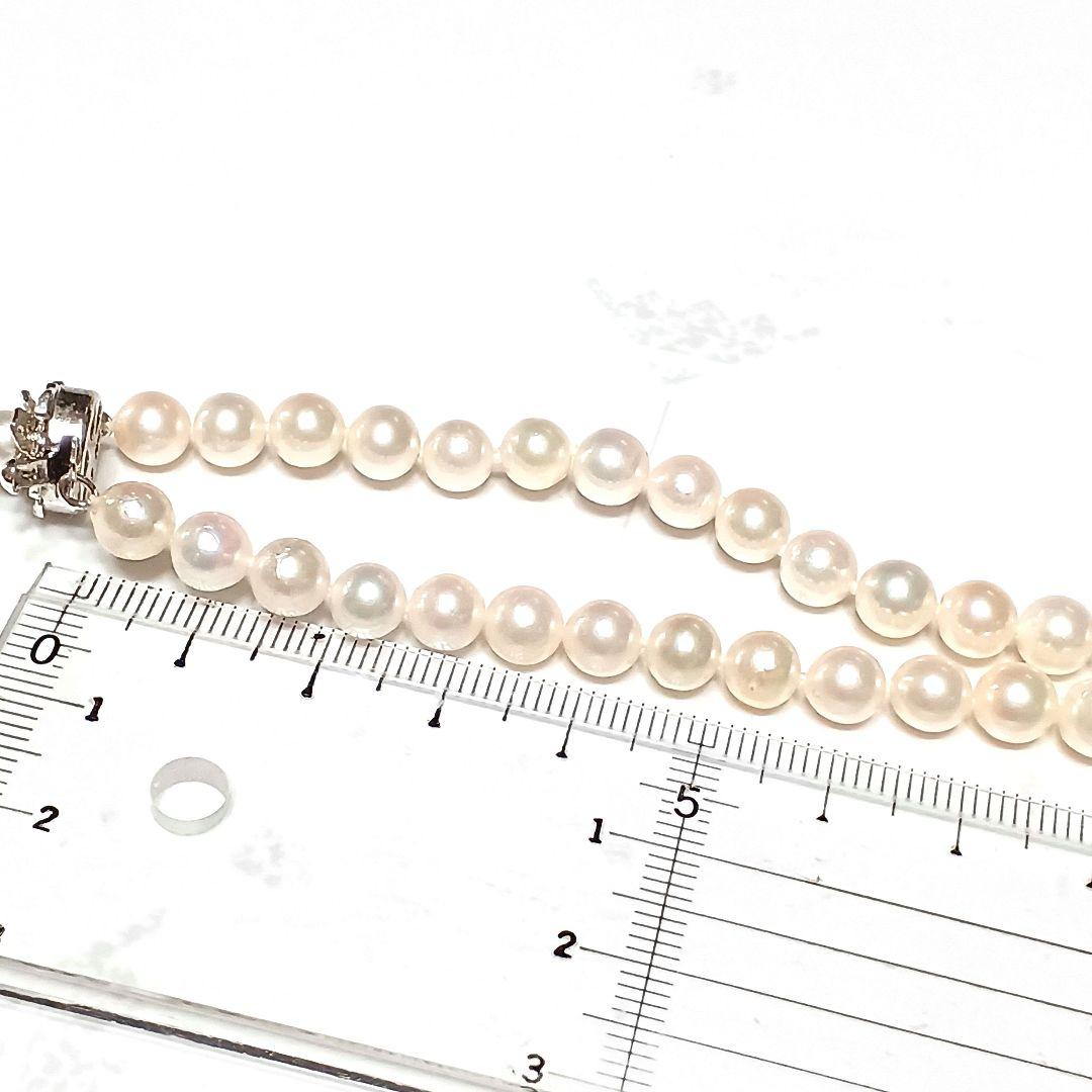 Akoya pearl semi-long necklace approx 64cm with 6-6.5mm white pearls showing slight irregularities and strong luster