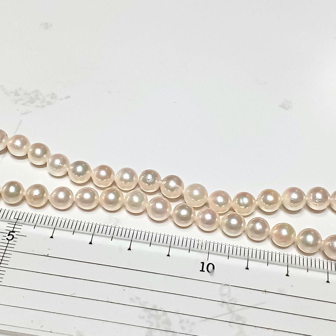 Akoya pearl semi-long necklace approx 64cm with 6-6.5mm white pearls showing slight irregularities and strong luster