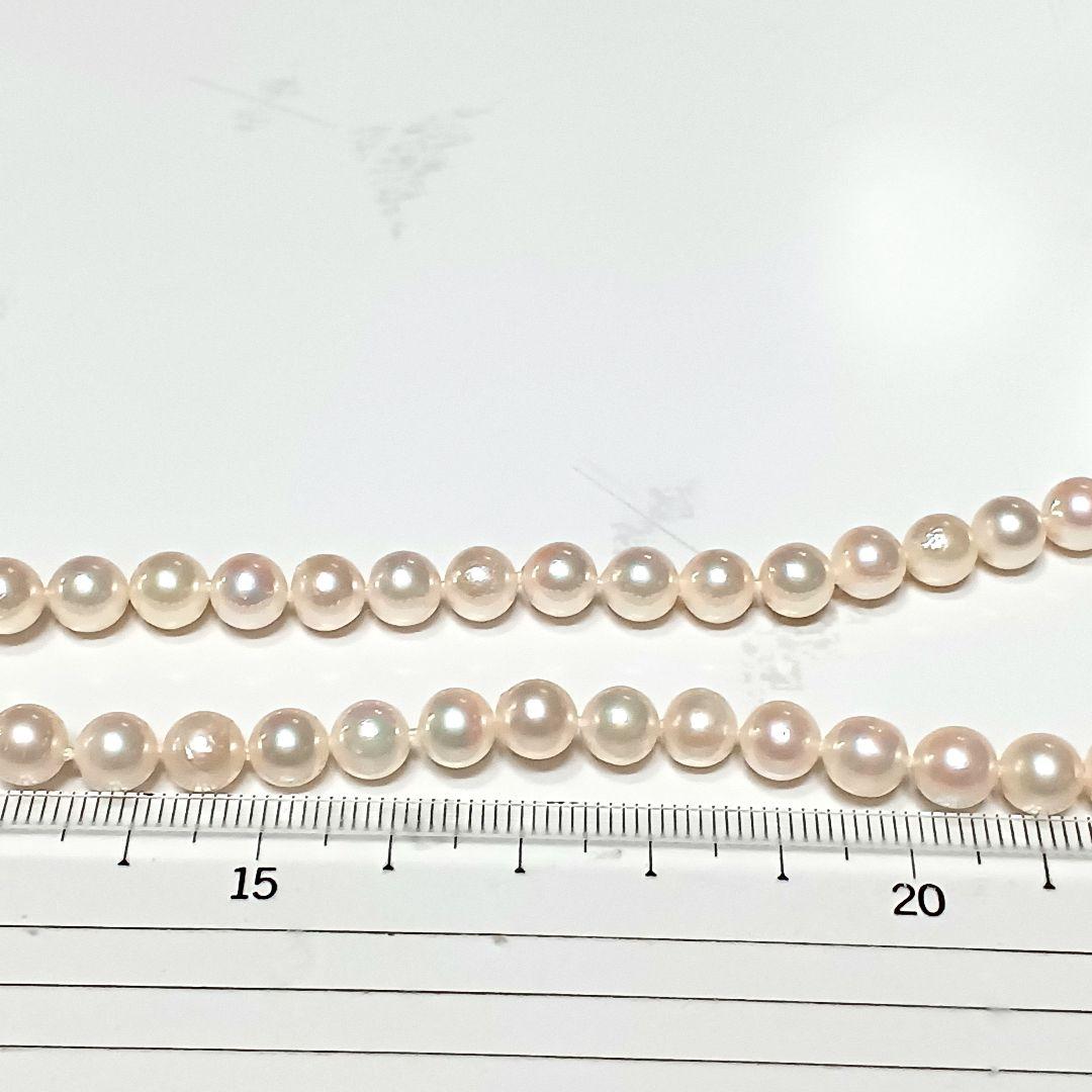 Akoya pearl semi-long necklace approx 64cm with 6-6.5mm white pearls showing slight irregularities and strong luster