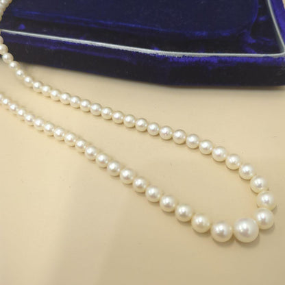 Old Mikimoto genuine pearl necklace with 7mm pearls measuring 38 cm in length