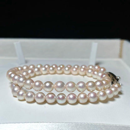 Akoya pearl necklace with semi-round white pearls sized 6.0-6.4mm on a 40cm silver chain