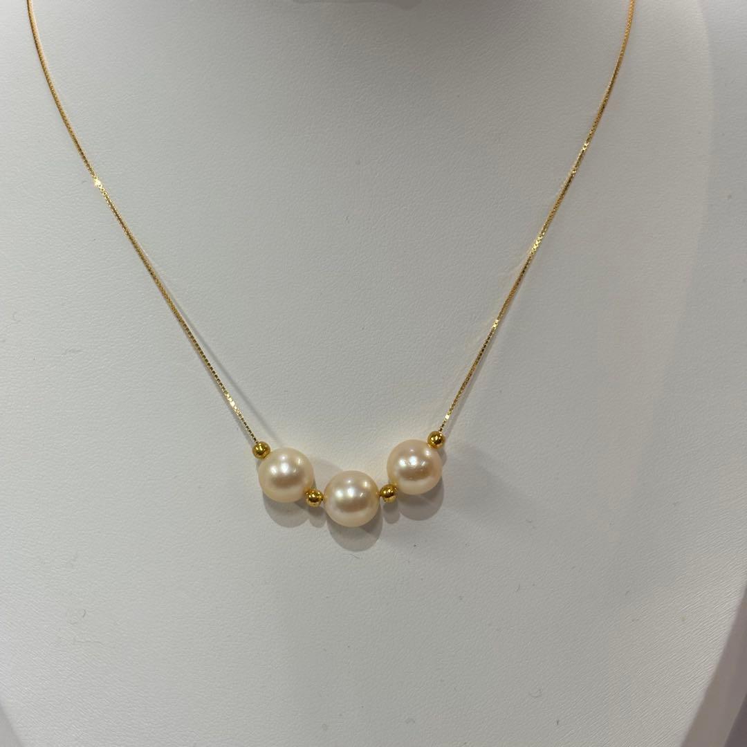 Ise-Shima Ago Bay Akoya pearl necklace featuring 9-9.2mm pearls on a 42cm sterling silver chain with K18 finish