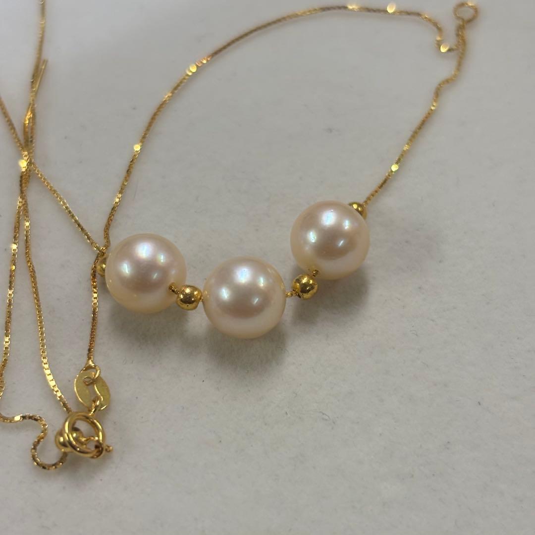 Ise-Shima Ago Bay Akoya pearl necklace featuring 9-9.2mm pearls on a 42cm sterling silver chain with K18 finish