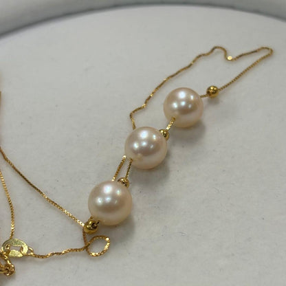 Ise-Shima Ago Bay Akoya pearl necklace featuring 9-9.2mm pearls on a 42cm sterling silver chain with K18 finish