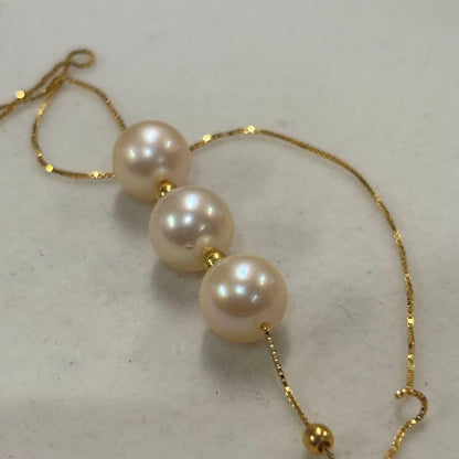 Ise-Shima Ago Bay Akoya pearl necklace featuring 9-9.2mm pearls on a 42cm sterling silver chain with K18 finish