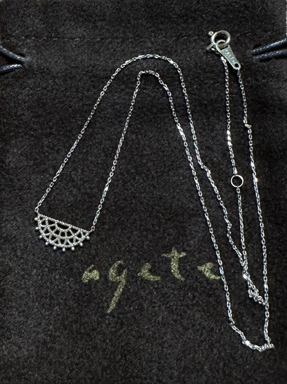 Agete champagne white gold necklace with 40cm length and small motif in K10 gold