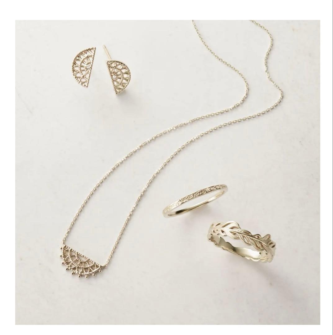 Agete champagne white gold necklace with 40cm length and small motif in K10 gold