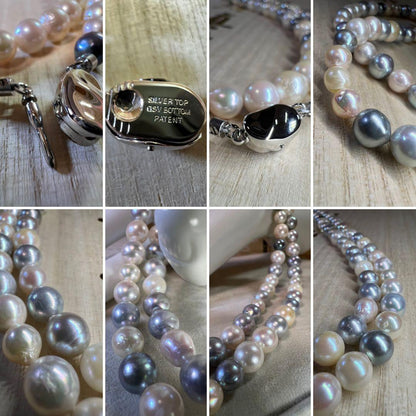 Baroque 80cm necklace with 6.5-8.5mm Akoya and black pearls weighing 67.25g