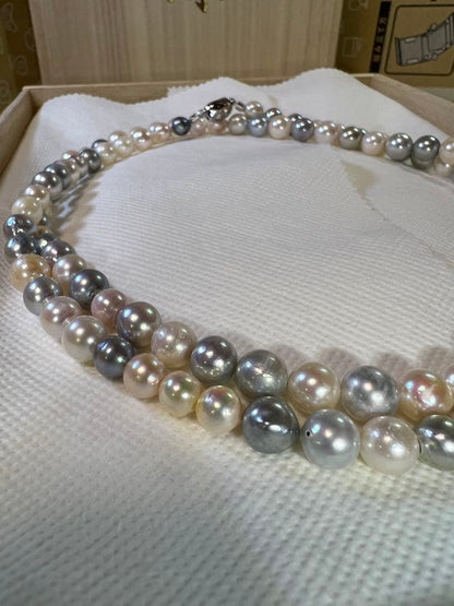Baroque 80cm necklace with 6.5-8.5mm Akoya and black pearls weighing 67.25g